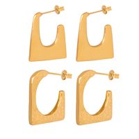 1 Pair Retro Geometric Plating Titanium Steel 18k Gold Plated Earrings main image 3