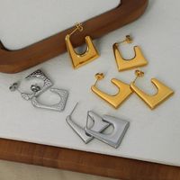 1 Pair Retro Geometric Plating Titanium Steel 18k Gold Plated Earrings main image 6