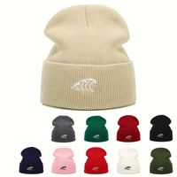 Unisex Casual Simple Style Sea Wave Embroidery Eaveless Beanie Hat main image 1