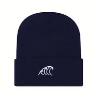 Unisex Casual Simple Style Sea Wave Embroidery Eaveless Beanie Hat main image 4