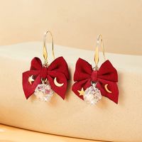 1 Pair Simple Style Bow Knot Plating Inlay Copper Zircon Silver Plated Drop Earrings Earrings main image 4