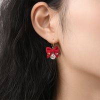 1 Pair Simple Style Bow Knot Plating Inlay Copper Zircon Silver Plated Drop Earrings Earrings main image 2