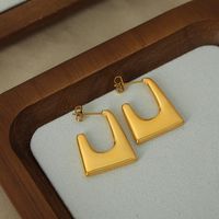 1 Pair Retro Geometric Plating Titanium Steel 18k Gold Plated Earrings sku image 2