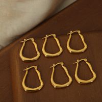 1 Paar Einfacher Stil Geometrisch Überzug Titan Stahl 18 Karat Vergoldet Ohrringe main image 3