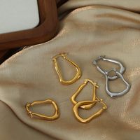 1 Pair Simple Style Geometric Plating Titanium Steel 18k Gold Plated Earrings main image 4