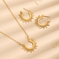 Wholesale Casual Elegant Solid Color Titanium Steel Plating 18k Gold Plated Earrings Necklace sku image 2