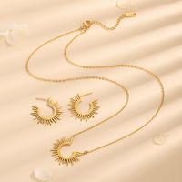 Wholesale Casual Elegant Solid Color Titanium Steel Plating 18k Gold Plated Earrings Necklace main image 1