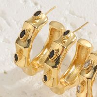 1 Pair Queen Simple Style Solid Color Plating Copper Zircon 14k Gold Plated White Gold Plated Hoop Earrings sku image 5