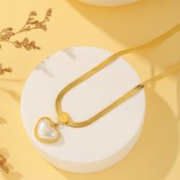 Titanium Steel 18K Gold Plated Simple Style Plating Inlay Heart Shape Rhinestones Pendant Necklace sku image 4