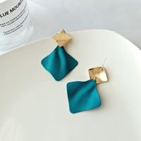 1 Pair Simple Style Square Stoving Varnish Iron Drop Earrings main image 4