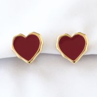 Wholesale Jewelry Simple Style Heart Shape Alloy Enamel Ear Studs main image 1