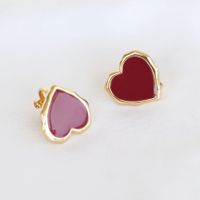Wholesale Jewelry Simple Style Heart Shape Alloy Enamel Ear Studs main image 5