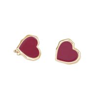 Wholesale Jewelry Simple Style Heart Shape Alloy Enamel Ear Studs main image 2