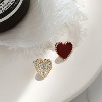 Wholesale Jewelry Simple Style Heart Shape Alloy Zircon Inlay Ear Studs main image 3