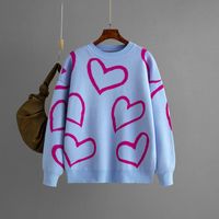 Women's Sweater Long Sleeve Sweaters & Cardigans Jacquard Vacation Heart Shape sku image 5