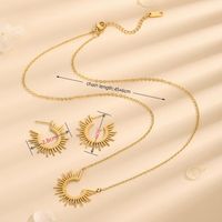 Wholesale Casual Elegant Solid Color Titanium Steel Plating 18k Gold Plated Earrings Necklace main image 3