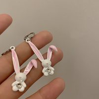 1 Pair Cartoon Style Rabbit Stoving Varnish Metal Drop Earrings sku image 1