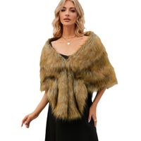 Women's Elegant Solid Color Faux Fur Shawl main image 5