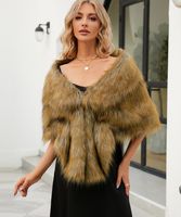 Women's Elegant Solid Color Faux Fur Shawl sku image 6