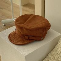 Unisex Lady Simple Style Solid Color Curved Eaves Beret Hat main image 2