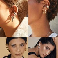 1 Pair Vintage Style Punk Geometric Solid Color Plating Titanium Steel Ear Cuffs main image 4