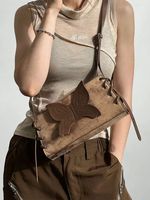 Women's Small Pu Leather Butterfly Streetwear Square Zipper Shoulder Bag Crossbody Bag Underarm Bag sku image 1