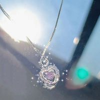 Simple Style Heart Shape Copper Inlay Zircon Pendant Necklace main image 3
