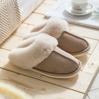 Unisex Casual Vintage Style Solid Color Round Toe Plush Slippers sku image 1