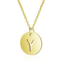 Simple Style Letter Stainless Steel Titanium Steel Plating Chain Gold Plated Pendant Necklace sku image 24