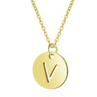 Simple Style Letter Stainless Steel Titanium Steel Plating Chain Gold Plated Pendant Necklace sku image 21