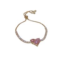 Elegant Lady Classic Style Heart Shape Copper Zircon Bracelets In Bulk main image 2