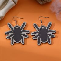 1 Pair Cute Funny Spider Skull Plating Metal Drop Earrings main image 4