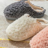 Unisex Vintage Style Solid Color Round Toe Plush Slippers main image 3
