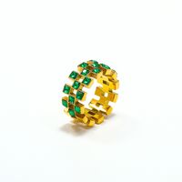 Titan Stahl 18 Karat Vergoldet Vintage-Stil Geometrisch Farbblock Strasssteine Ringe main image 2