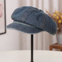 Women's Vintage Style Sweet Solid Color Curved Eaves Beret Hat main image 3