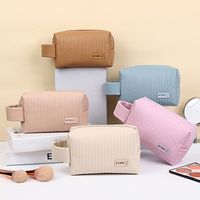 Classic Style Stripe Pu Leather Semicircle Square Makeup Bags main image 5