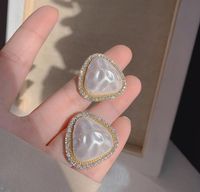 Wholesale Jewelry Sweet Triangle Alloy Artificial Gemstones Inlay Ear Studs main image 5