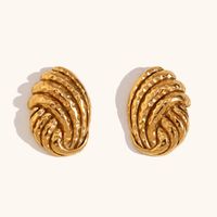 1 Pair IG Style Retro Geometric Plating Stainless Steel 18K Gold Plated Ear Studs main image 6