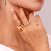 Retro Lady Geometric Stainless Steel Plating Rings main image 3