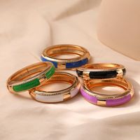 Retro Solid Color Alloy Enamel Women's Bangle main image 1