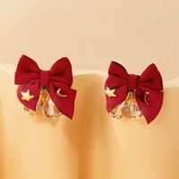 Wholesale Jewelry Sweet Bow Knot Bell Cloth Copper 14k Gold Plated Plating Drop Earrings main image 5