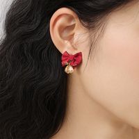 Wholesale Jewelry Sweet Bow Knot Bell Cloth Copper 14k Gold Plated Plating Drop Earrings main image 3