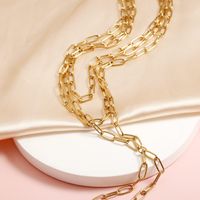 Modern Style Simple Style Solid Color Stainless Steel Plating Three-dimensional 18k Gold Plated Women's Three Layer Necklace main image 3