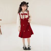 Preppy Style Color Block 2 In 1 Polyester Girls Dresses sku image 14