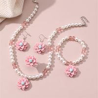 Retro Sweet Flower Resin Inlay Pearl Girl's Jewelry Set main image 5