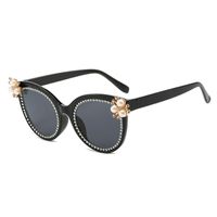 Elegant Color Block Pc Cat Eye Inlaid Pearls Inlaid Zircon Full Frame Women's Sunglasses sku image 1