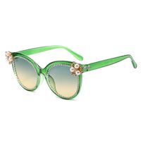 Elegant Color Block Pc Cat Eye Inlaid Pearls Inlaid Zircon Full Frame Women's Sunglasses sku image 4