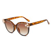 Elegant Color Block Pc Cat Eye Inlaid Pearls Inlaid Zircon Full Frame Women's Sunglasses sku image 5