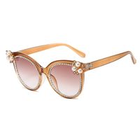 Elegant Color Block Pc Cat Eye Inlaid Pearls Inlaid Zircon Full Frame Women's Sunglasses sku image 6
