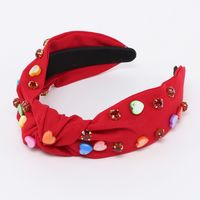 Simple Style Heart Shape Cloth Inlay Rhinestones Hair Band main image 4